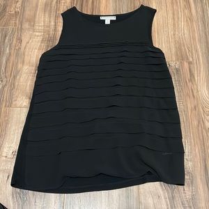 Black sleeveless ruffle blouse